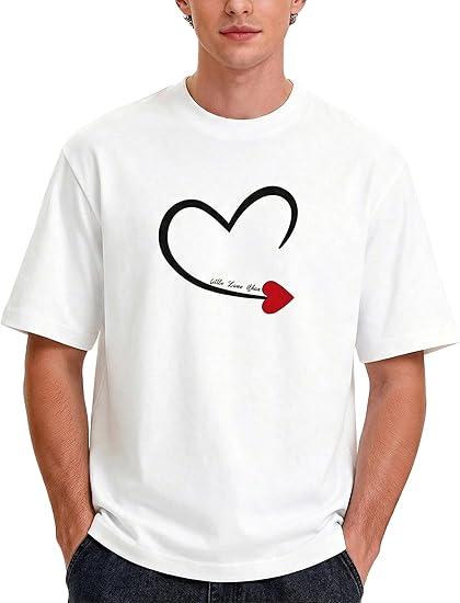 QGRSWBC Womens Mens Lover Heart T-Shirt Couples Matching Casual Shirts Crew Neck Shirts Short Sleeve Tops White XL