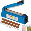 VEVOR Impulse Sealer 8 inch, Manual Heat Seal Machine with Adjustable Heating Mode, ABS Shrink Wrap Bag Sealers for Plastic Mylar PE PP Bags, Portable Poly Bag Sealing Machine with Extra Replace Kit (Blue)