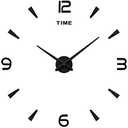 AILILIFE 3D DIY Wall Clock Decor Sticker Mirror Frameless Large DIY Wall Clock Kit for Home Living Room Bedroom Office Decoration (Black)