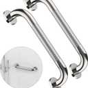 2 Pack 12 Inch Anti Slip Shower Grab Bar Handle, ZUEXT Chrome Stainless Steel Bathroom Grab Bar, Knurled Bathroom Balance Bar,Safety Hand Rail Support,Handicap Elderly Injury Senior Assist Bath Handle