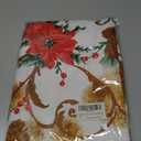 SASTYBALE Christmas Tablecloth Rectangle, Jacquard Fabric Christmas Table Cloth with Poinsettia Flowers, Spillproof Table Cover for Winter Holiday Dinner Decor (Rectangle, 60" x 84")