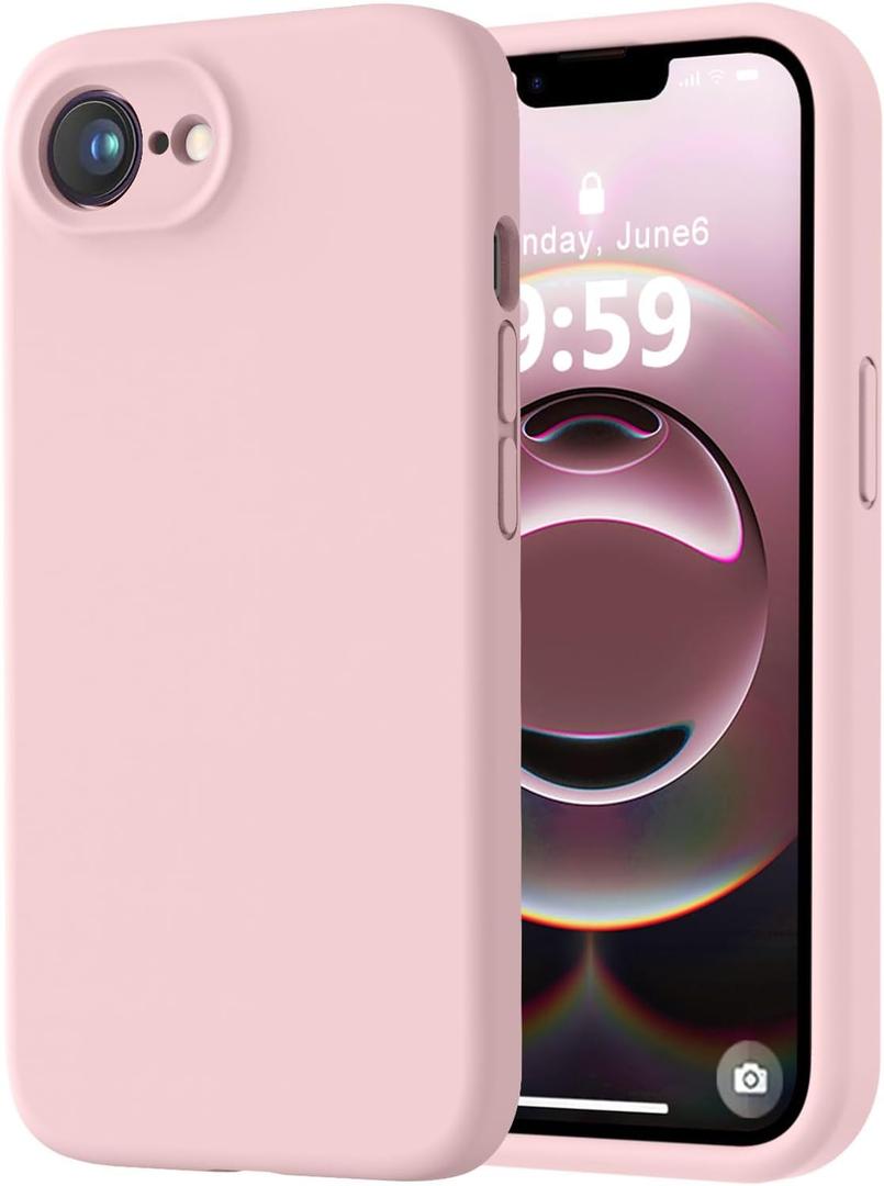 LOVE 3000 Designed for iPhone 16e/17e Case, Premium Silicone with [Soft Anti-Scratch Microfiber Lining] Shockproof Protective Phone Case for Men Women Girls 6.1", Chalk Pink