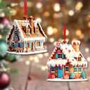2 Pieces Gingerbread House Ornaments Christmas Tree Hanging Ornament Gingerbread Hanging Ornaments Decorations for Xmas Holiday Set A