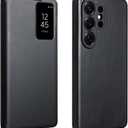 Genuine Leather Smart Case for Samsung Galaxy S26 Ultra Light Phone Cover with Smart View Case for S26 Ultra(Only for S26 Ultra Black)