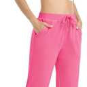 MAGCOMSEN Women's Velour Pants Soft Velvet Straight Leg Sweatpants Elastic Waist Warm Lounge Pant with Pockets (Pink, M)