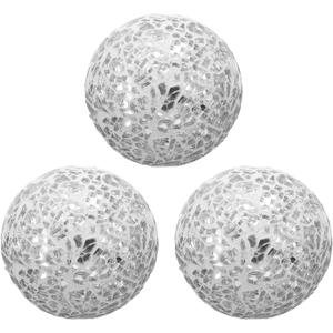 UXCELL 3 Pcs Decorative Glass Orbs 2.36 Inch Centerpiece Balls for Decor, Silver White