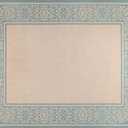 Gertmenian Indoor Outdoor Area Rug, Classic Flatweave, Washable, Stain & UV Resistant Carpet, Deck, Patio, Poolside & Mudroom, 5x7 Ft Standard, Abstract Border, Aqua Blue Cyan, 22962
