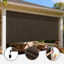 Outdoor Roller Shade, Exterior Cordless Patio Roll Up Blinds with Splicing Design, Cordless Shade Cloth Roll Blinds for Porch Gazebo Pergola Balcony Backyard (6' W x 6' H, Mocha)