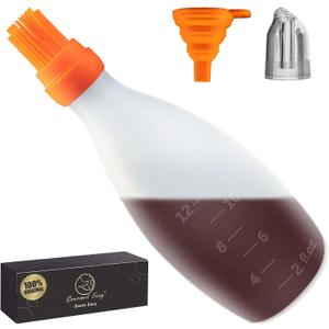 Silicone Pastry Brush, All-in-One Slicone Basting Brush with Sauce Bottle, Heat Resistant BBQ Accessories and Cooking Gadgets, BPA-Free Oil Dispenser for Cooking, Baking, Grilling (Orange) (Baste Easy Orange)