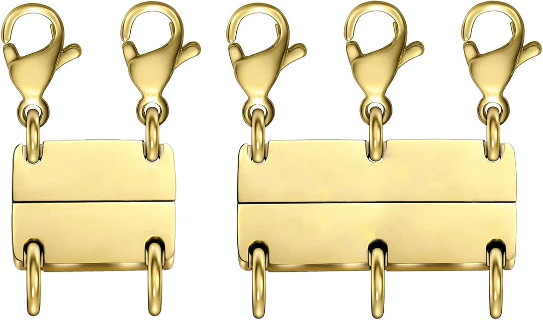 MKCYD Multi Necklace Layering Clasp Strong Magnetic Clasps, Gold and Silver Necklace Separator for Layering, Multiple Jewelry Closures for Layered Look