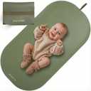 Beautiful Baby Diaper Changing Mat Made of Vegan Leather - Soft and Easy to Wipe Changing Pad for Travel or at Home Use - Lightweight and Foldable Mat That Perfectly Fits Into Any Diaper Bag (Sage Green)