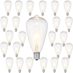 ST35 Replacement Bulbs,25 Pack Edison Light Bulbs fits C7/E12 Base,Shatterproof 5watt Incandescent Bulbs,String Light Bulbs for Indoor Outdoor Garden,Backyard,Warm White