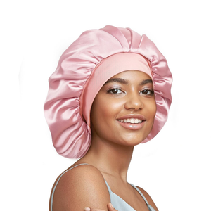 Umisleep 22 Momme 100% Real Mulberry Silk Bonnet for Sleeping Women, Large Hair Care Bonnet for Long Curly Hair, Double Layer Silk Hair Wrap with Soft Elastic Band, Non-Slip Sleep Cap, Light Pink, One Size