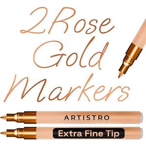 ARTISTRO 2 Rose Gold Acrylic Paint Markers - 0.7mm Extra Fine-Tip Paint Pens - Perfect for Crafting, Art Projects, & More