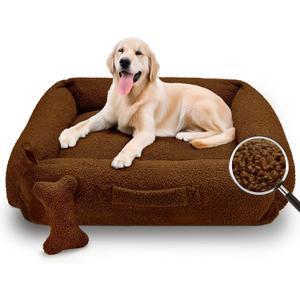 Sytopia Indestructible Chew Proof Dog Bed, Anti-Anxiety Donut Cuddler, Waterproof Soft Round Bed, 32 Inch Teddy Bear Fleece, Washable for Small Medium Dogs and Large Cats 35 lbs