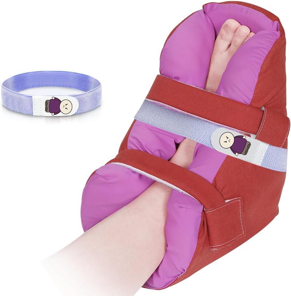 Egg Crate Foam Heel Protector Cushion for Pressure Sores Relief, Foot Pillow for Bed Sores & Heel Pain, Suitable for Elderly,Bedridden in Home or Hospital Care (Rustic Red-Standard Size)