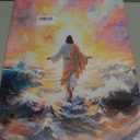 Jesus Walking On Water Wall Art Christian Prints Wall Decor Jesus Christian Canvas Painting Religious Spiritual Beliefs Prints Artwork for Church Bedroom Living Room Office Ready to Hang 16x24 Inch