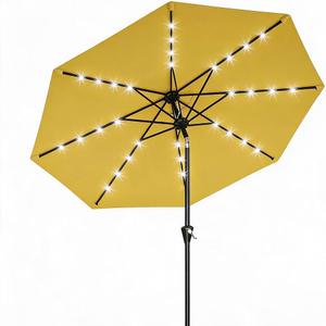 Solar LED Patio Umbrella with Tilt & Crank | 32 Led Solar Light Umbrella, UPF 50+ Uv Protection; Wind Resistant Outdoor Umbrella For Garden, Deck, Backyard & Pool