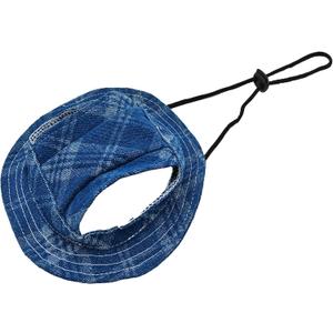 PET SHOW Dog Bucket Hats Pet Hat with Ear Holes Girls Boys Classic Round Brim Outdoor Sun Hat for Small Medium Doggies Adjustable Strap Visors Puppy Cats Kitten (Medium, Blue Plaid)
