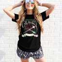 Women Pink Goes Good with Green Shirt Embroidery Musical Movie Shirts Witch and Princess Tee Musical Fan Gift Tops (Small, Deep Black)