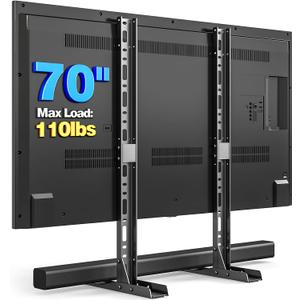 Rfiver Universal TV Stand for 20-70 inch Flat Curved TVs, Height Adjustable Table Top TV Stand, TV Feet with Cable Management,Steel Replacement TV Legs Holds up to 110 lbs, Max VESA 800x600mm, Black