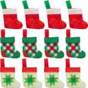 Fun Express 3 1/2" x 4" Patchwork Mini Christmas Stocking Decorations - 12 Pieces