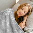 JarThenaAMCS Winter Fuzzy Blanket 60 x 50 Inch Christmas Grey White Snowflake Throw Blanket for Holiday Home Chair Sofa Couch Bed