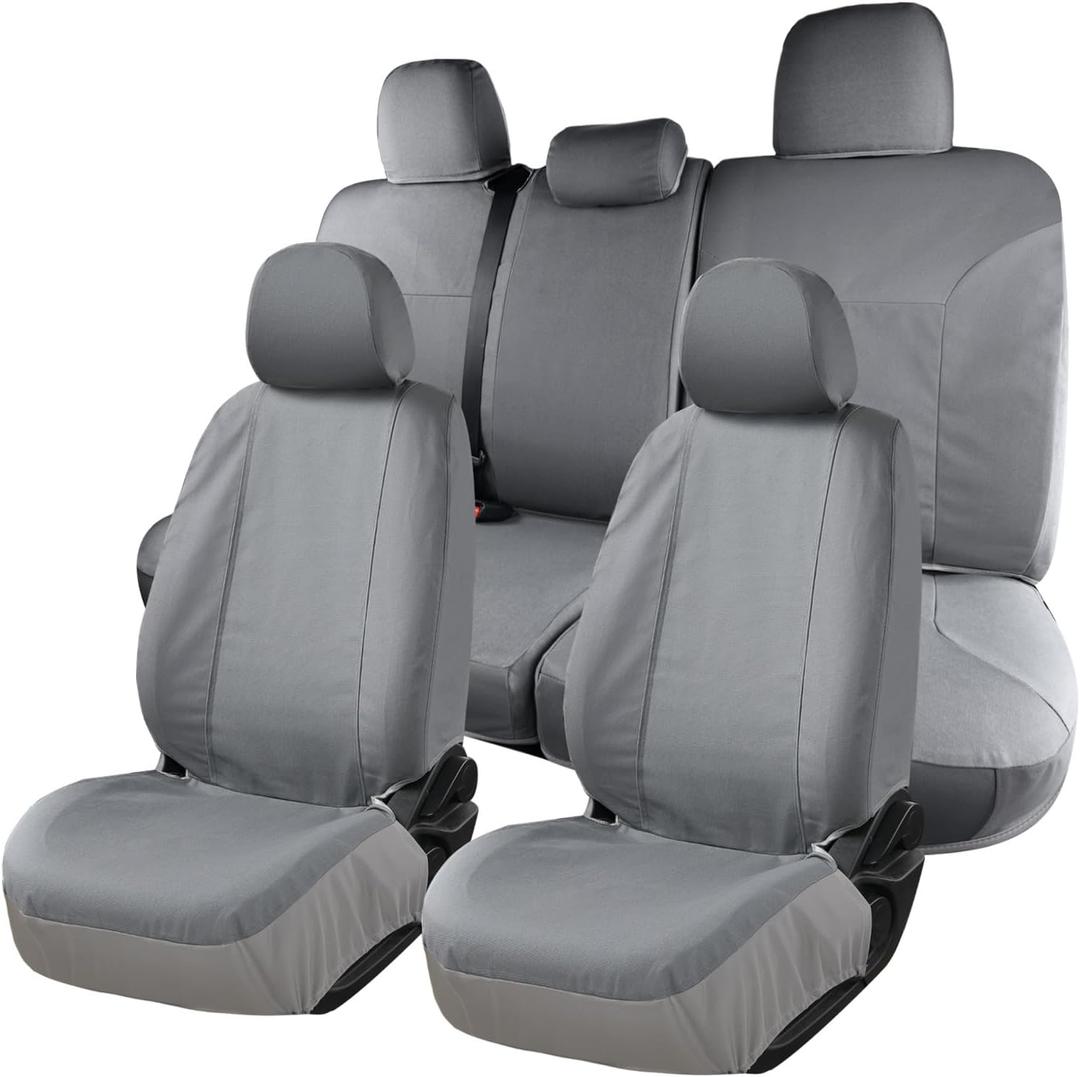 Coverado Seat Covers Custom Fit for Tacoma Double Cab/Crew Cab SR/SR5/TRD Sport/TRD Off-Road/Limited Seat Cushion Protectors 2005-2015 Canvas (Full Set, Gray)
