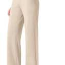 G4Free Women Fleece Lined Pants with Pockets Wide Leg Winter Thermal Work Trousers Dressy Casual Petite/Regular/Tall (Small Extra Tall, Light Khaki)