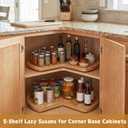 Leinuosen 2 Pcs 24in/28in/32in Banded Pine Wood Full Kidney Shaped Lazy Susan for Corner Base Cabinets with Iron Swivel Bearing for Kitchen Turntables, Not Include Metal Rod(28 Inch,Wood Color)