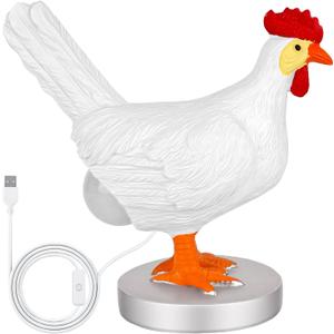 Upgraded Chicken Egg lamp,Funny Resin Chicken Egg Night Light,3D LED Egg Table Lamp with Longer USB Cable and Switch Buttons for White Elephant,Christmas,Easter