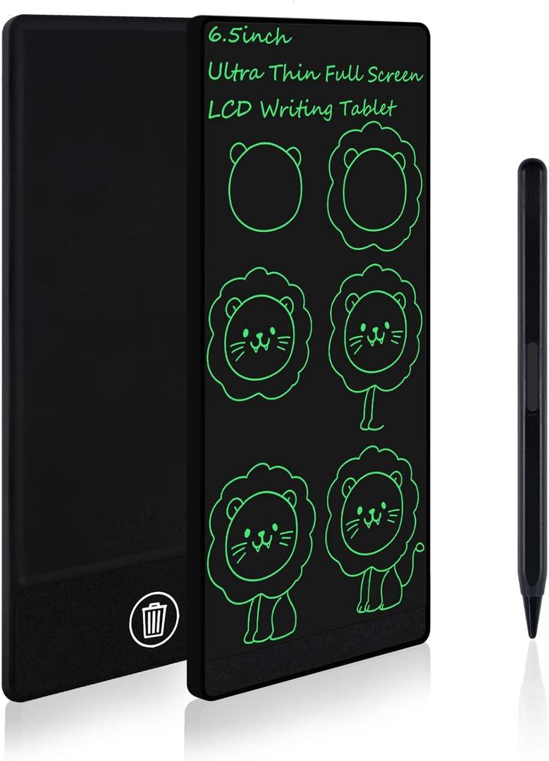 Amoretti Sonnet Mini LCD Writing Tablet, 6.5in Erasable Reusable Electronic Drawing Pads, Electronic scratchpad for Kids and Adults. Black.