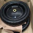 13 Inch Flat Free Wheels Tires 4.00-6 Solid Replacement with Universal 5/8" Axle Bore Hole, 8 Spacers and 4 Pins, for Wheelbarrow, Garden Wagon, Hand Truck, Trolley, Lawn Mower, 2 Pack