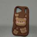 Kawaii 3D Teddy Bear Phone Case for iPhone 17 Pro Max (with Retractable Phone Stand & Grip) Cute Girly Cartoon Soft Silicone Phone Cover for Girls, Kids, Teens, and Women, Brown