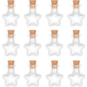 Magic Season Tiny Decorative Glass Bottles 12 Pcs (Tiny Five-Pointed Star Bottles)
