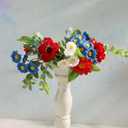 Independence Day Candle Ring 2 Pcs 3'' (Inner) 6'' (Outer) Diameter Floral Candle Rings Artificial Flowers Red-White-Blue Mini Wreaths Ideal Independence Centerpiece for Patroic Decor
