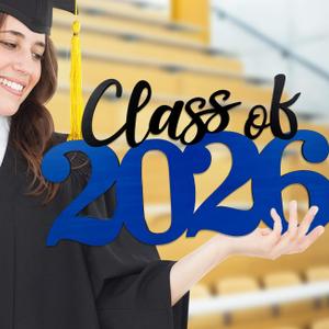 Class of 2026 Wooden Sign Blue Graduation Party Decorations 2026 Graduation Photo Booth Prop for Senior Gradua Party