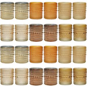 WDHODEC Gold Candle Holders 24 PCS, Glass Votive Tealight Candle Holders for Fall Thanksgiving Christmas Table Centerpiece Wedding Decorations