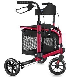 Walk Mate 3 Wheel Rollator Walker with Seat for Slim Seniors