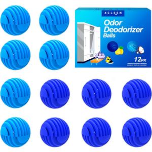 Xcleen Sneaker Deodorizer Balls 12 Pack, Linen and Escape Scent, Odor Eliminator Balls for Closet Car Gym Bag, Long Lasting Small Space Air Freshener With Essential Oil
