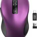 Trueque Wireless Mouse for Laptop, 2.4GHz Ergonomic Computer Mouse with Back & Forward Buttons, 3 Adjustable DPI Levels, 6 Buttons, Optical USB Cordless Mice for Windows PC (Purple, 1 Pack)