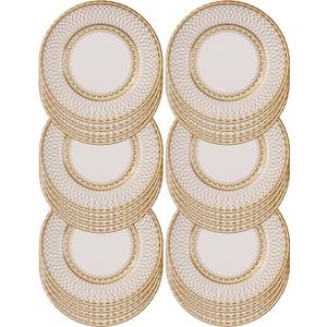 Talking Tables 24 x Large Gold Disposable Paper Plates-Strong and Sturdy Elegant Pretty Design Recyclable Dishes for Christmas, Birthday Party, Weddings, Anniversary 10.6