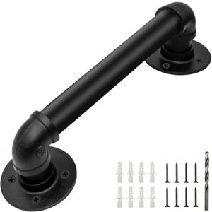 Wall Handrail 1FT/12IN,Industrial Staircase Railing 1.25 Inch Tube Diameter,Galvanized Pipe Handrail,Handrails for Indoor Stairs with Wall Mount Support,for Wall Mounted Stairway Handrail