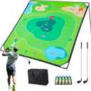 Golf Chipping Game Set, 71"x71" Outdoor Portable Sticky Golf Game, Indoor Chipping Practice with 2 Adjustable Clubs, 20 Sticky Balls for Young Adults, Fathers & Golfers Family Backyard (Green-single-sided)