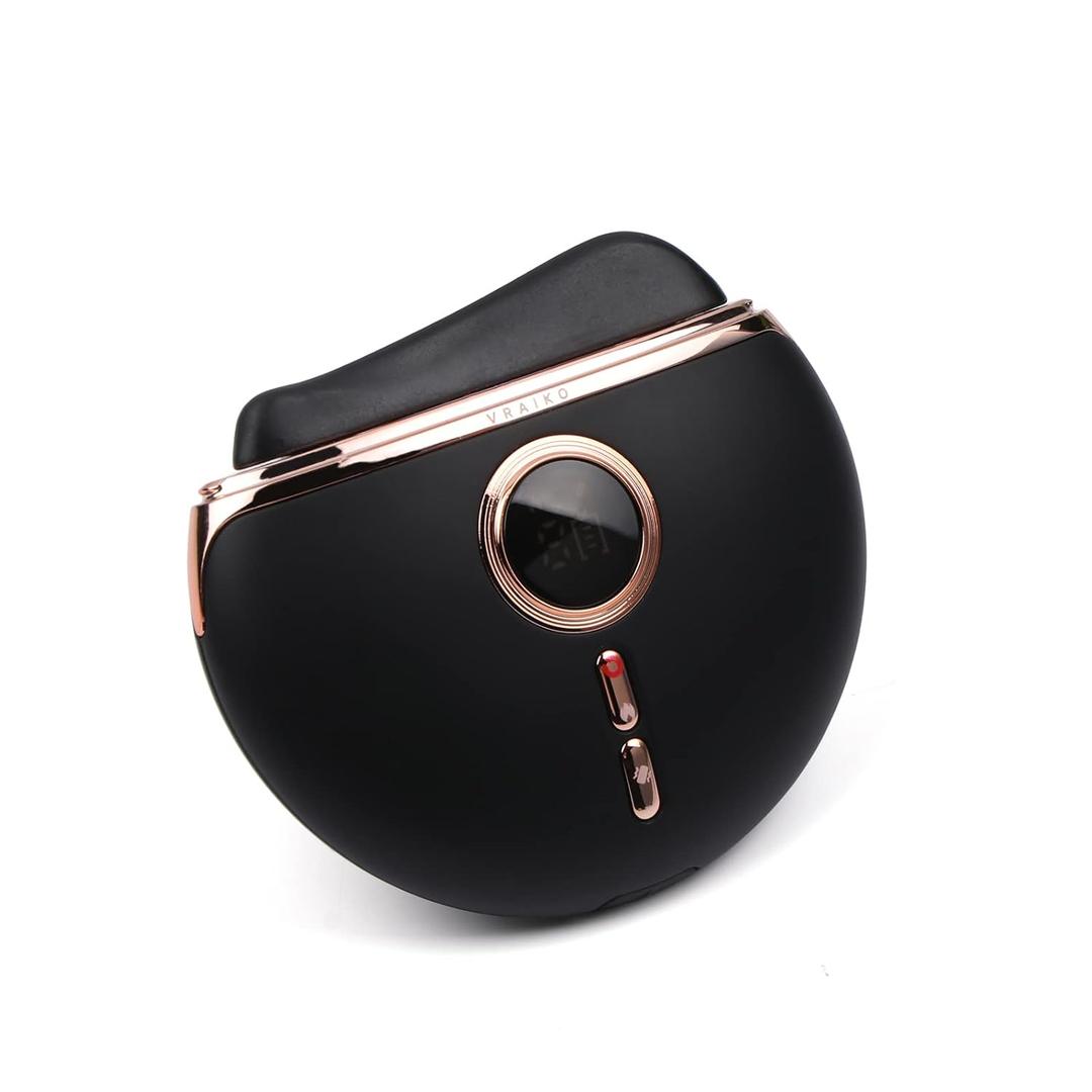 VRAIKO Eclipse Gua Sha Facial Tools, Electric Face Massager with 3-Level Heat & Vibration & 1000mAh Battery, Neck & Face Lift, Wrinkle and Puffiness Reduction