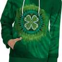 TMSD Women's Mardi Gras St.Patrick's Day Long Sleeve Hoodie with Pocket (Medium, Hoodie | Four Leaf Clover)