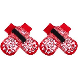 EXPAWLORER Anti Slip Dog Socks to Prevent Licking Paws, Dog Shoes for Hot Pavement, Dog Booties for Small Medium Large Senior Dogs, Traction Control Dog Boots & Paw Protectors for Hardwood Floors-Red (Extra Small)