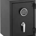Amazon Basics Fire Resistant Security Safe with Programmable Electronic Keypad, Secure Valuables and Important Documents, 14.17"W x 13.8"D x 19.67"H, 1.24 Cubic Feet, Black