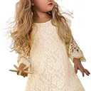 APRIL GIRL Flower Girl Dress, Lace Dress 3/4 Sleeve Dress