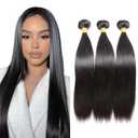 Straight Human Hair Bundles 26 26 26 Inch Black Color Hair Bundles Human Hair Virgin Hair 3 Bundles Extensions Natural Black Color Bundles Human Hair